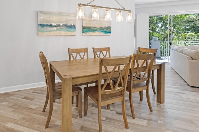 dining area with light hardwood / wood-style floors