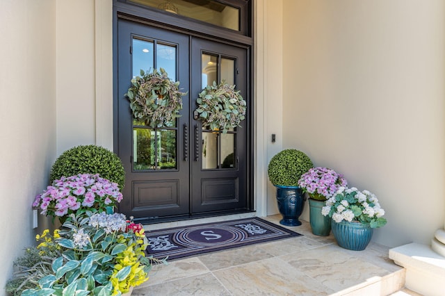 property entrance with french doors