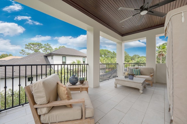 balcony with ceiling fan