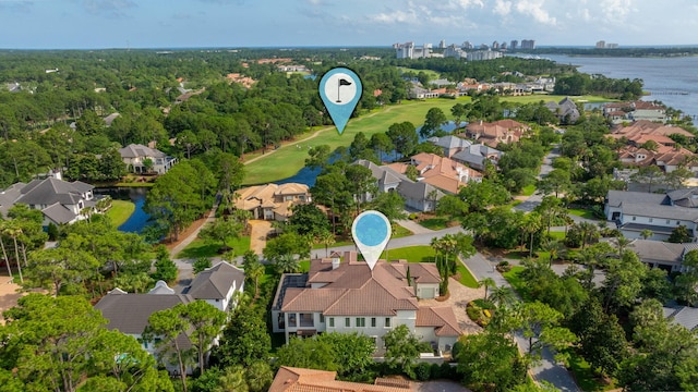 bird's eye view featuring a water view