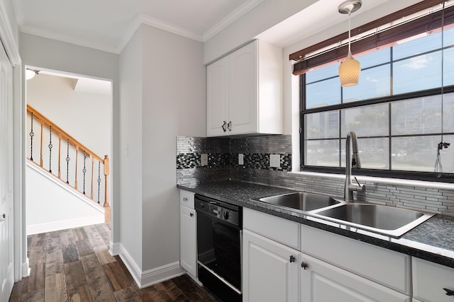 356 Billfish Ave Unit 8, Fort Walton Beach, FL 32548 - kitchen featuring a sink, dark countertops, white cabinetry, dishwasher, and tasteful backsplash