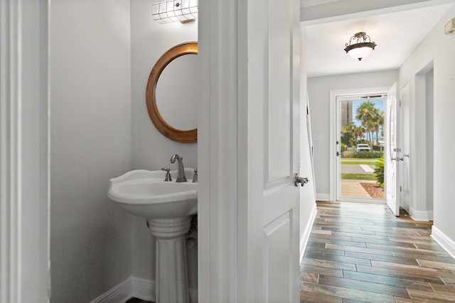 bathroom featuring hardwood / wood-style floors