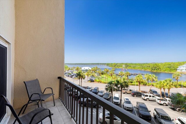 balcony with a water view