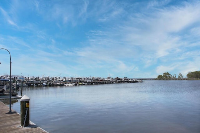 view of dock featuring a water view