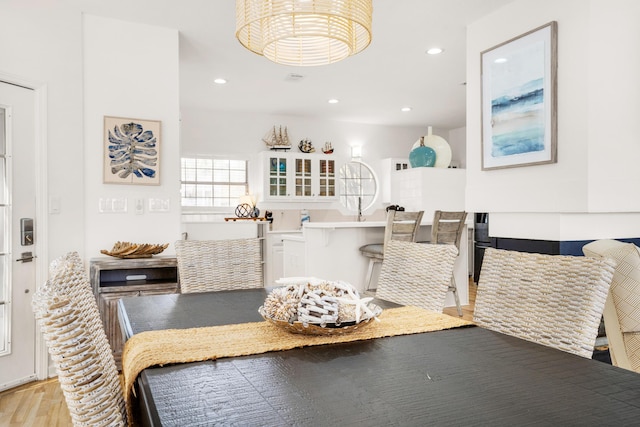 dining area with light wood-type flooring