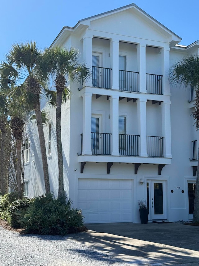 view of building exterior with a garage