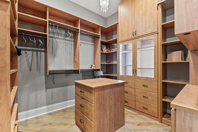 spacious closet with light wood-type flooring