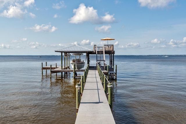 dock area featuring a water view