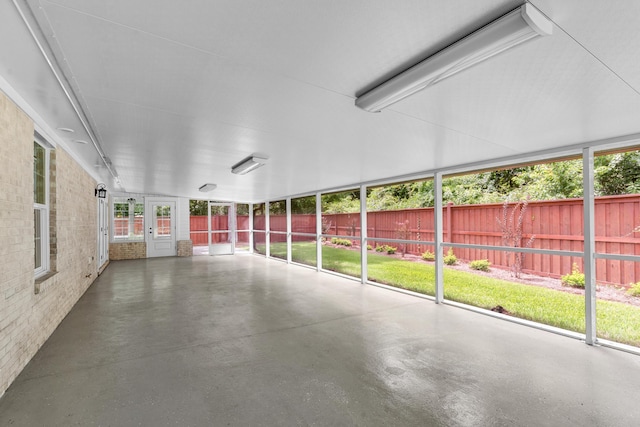 view of unfurnished sunroom