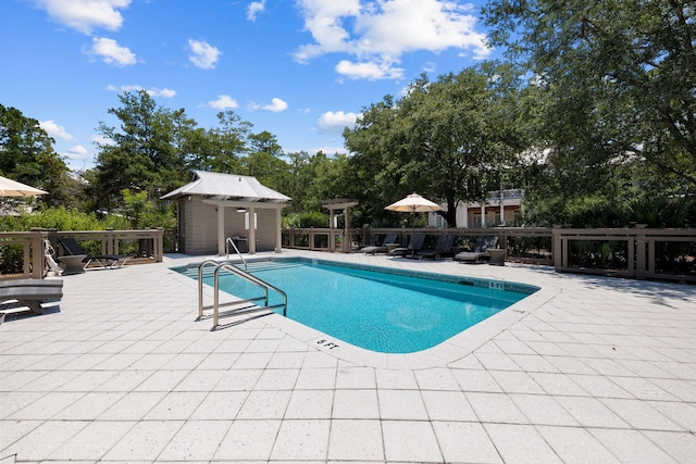 view of pool featuring a patio