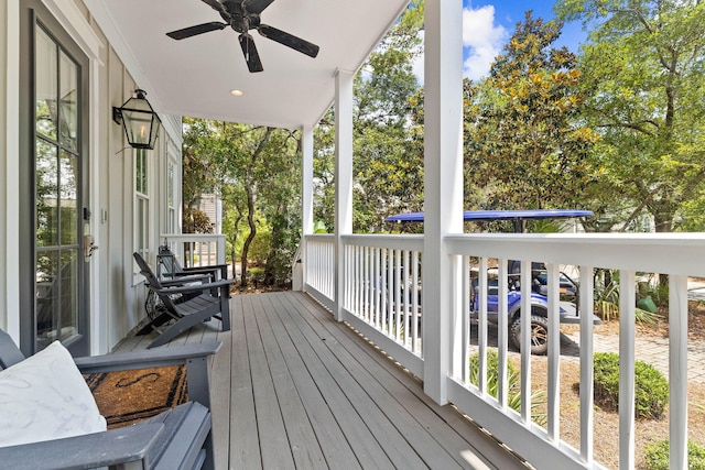 51 Bramble Ln, Santa Rosa Beach, FL 32459 - wooden porch with a ceiling fan