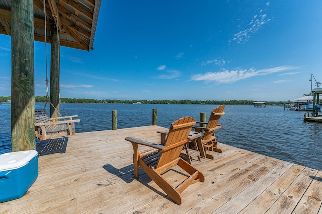 dock area with a water view