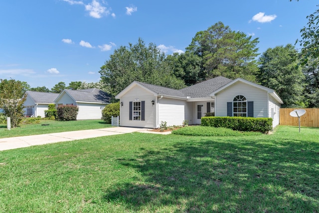 ranch-style house featuring a front lawn