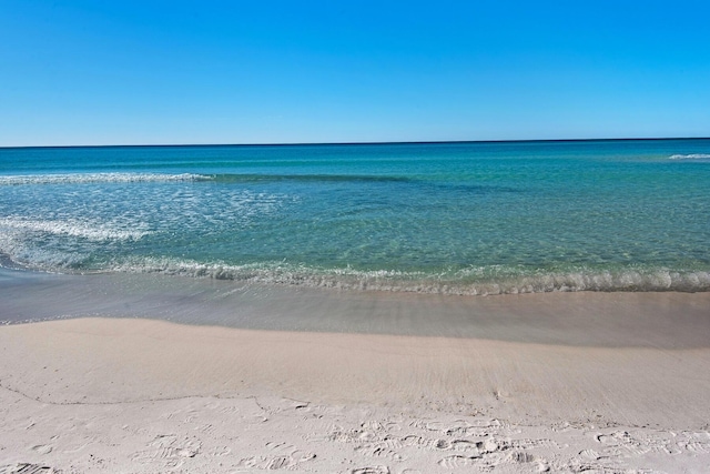 property view of water featuring a view of the beach