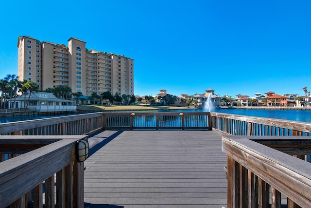 view of dock featuring a water view