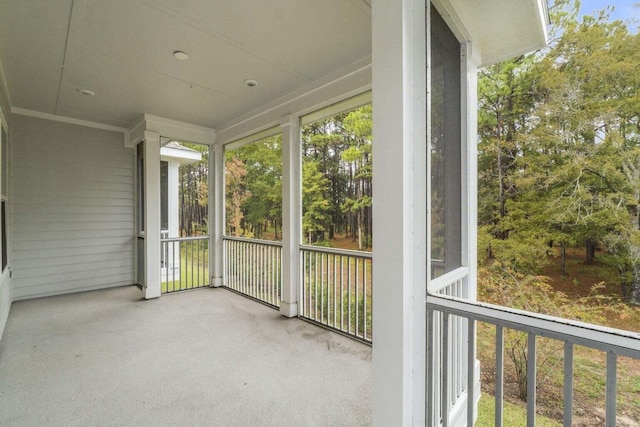 view of unfurnished sunroom