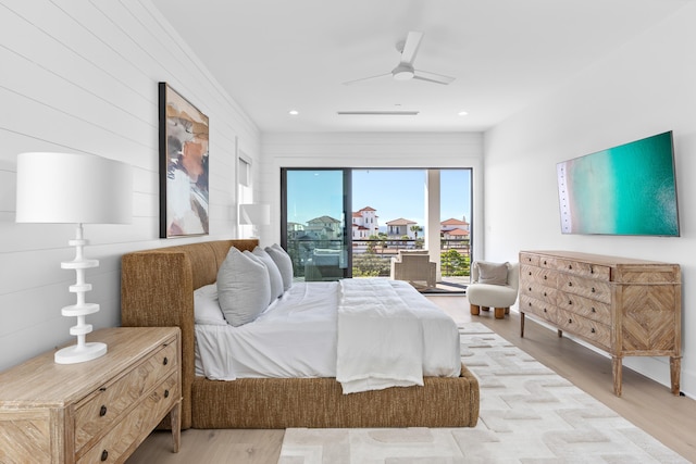 5050 W County Highway 30a, Santa Rosa Beach, FL 32459 - bedroom featuring light wood-type flooring, a ceiling fan, and recessed lighting