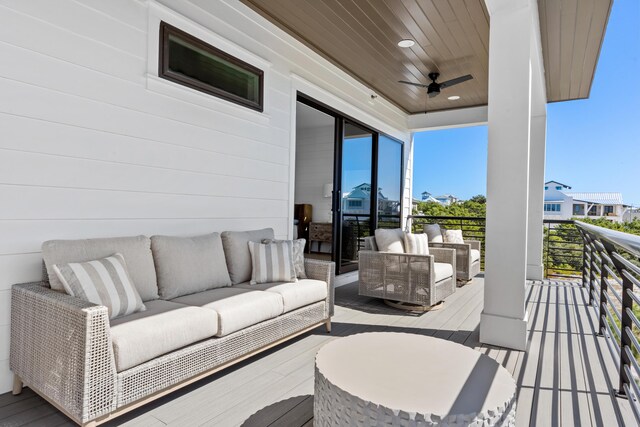 5050 W County Highway 30a, Santa Rosa Beach, FL 32459 - deck featuring outdoor lounge area and ceiling fan