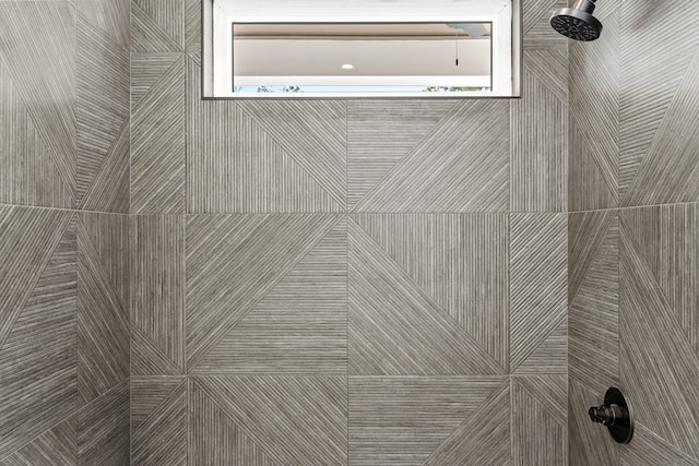 interior details featuring tiled shower