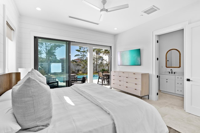 5050 W County Highway 30a, Santa Rosa Beach, FL 32459 - bedroom featuring a sink, access to outside, visible vents, and multiple windows