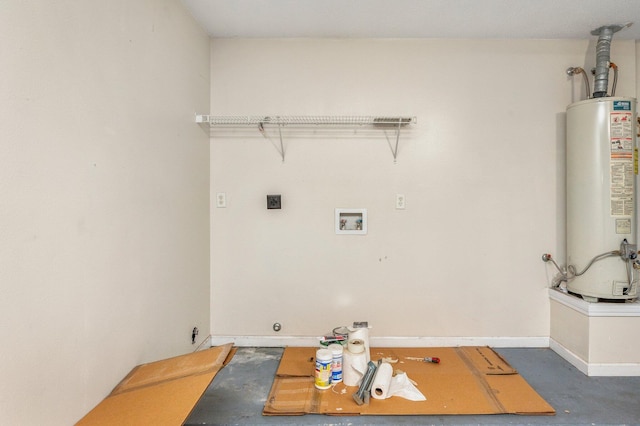 laundry room featuring hookup for an electric dryer and water heater