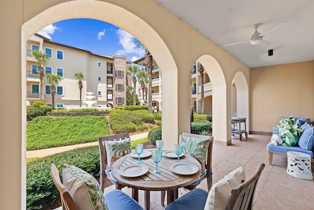 view of patio / terrace featuring ceiling fan