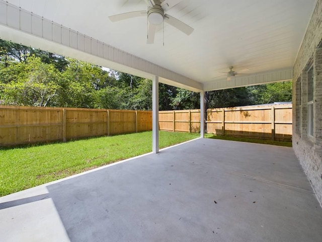 view of patio / terrace featuring ceiling fan