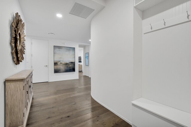 hall featuring dark hardwood / wood-style flooring