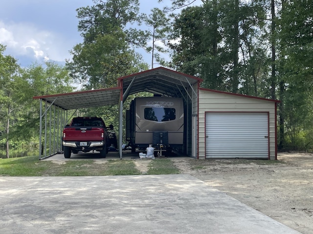 garage with a carport