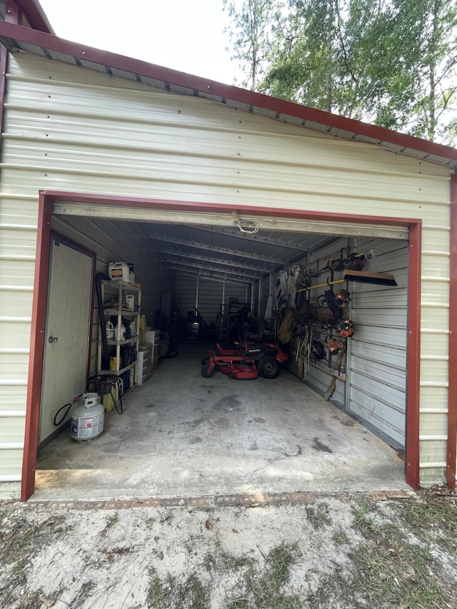 view of garage