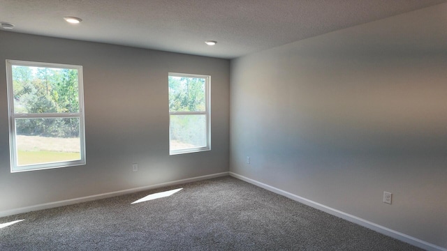 carpeted spare room featuring a textured ceiling