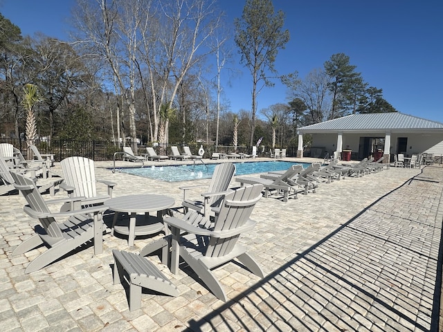 view of swimming pool with a patio