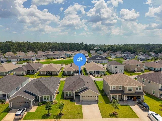 aerial view with a residential view