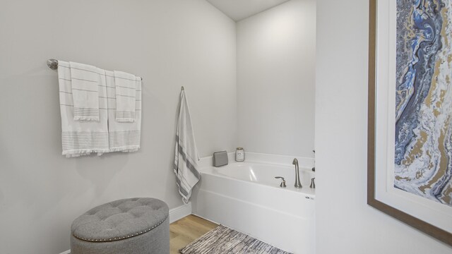 bathroom featuring a bathing tub and wood-type flooring