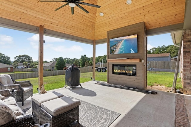 view of patio / terrace featuring ceiling fan