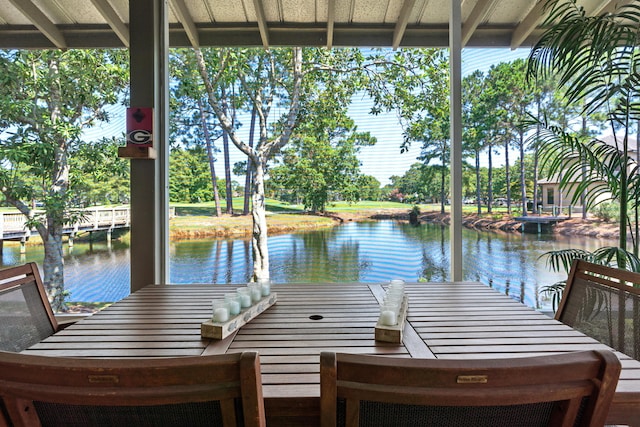 dock area featuring a water view