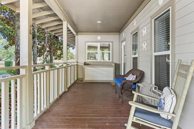 deck featuring covered porch