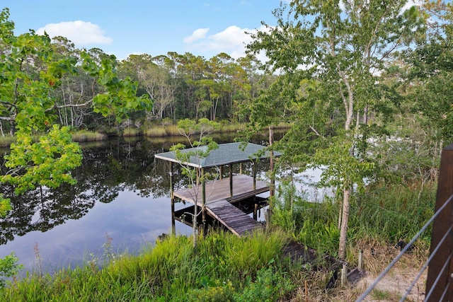 view of dock featuring a water view