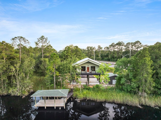 view of dock featuring a water view