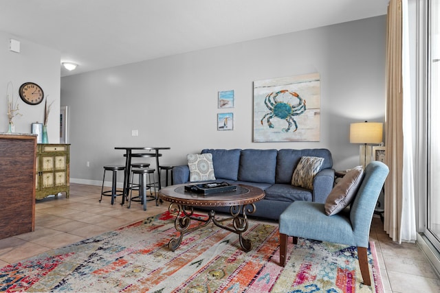 view of tiled living room