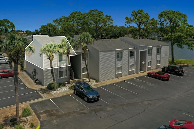 exterior space featuring a water view