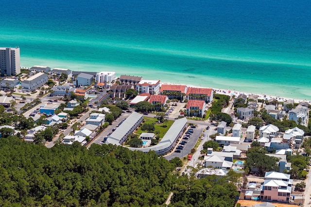 aerial view with a beach view and a water view