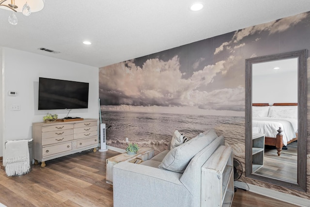 living room with hardwood / wood-style flooring