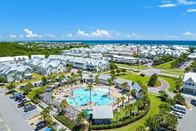 bird's eye view featuring a water view