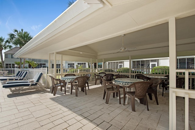 view of patio / terrace featuring ceiling fan