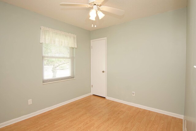 empty room featuring light hardwood / wood-style floors and ceiling fan