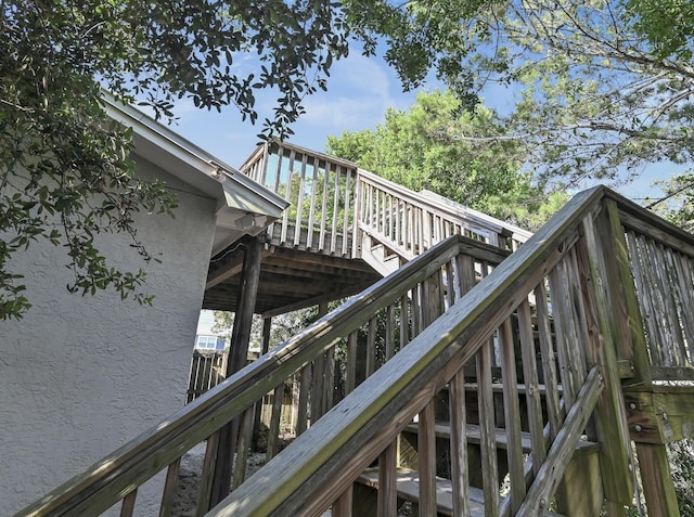 deck featuring stairs