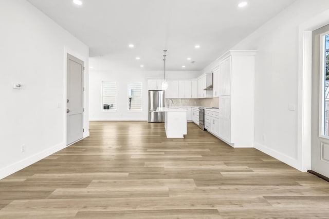 unfurnished living room featuring light hardwood / wood-style floors