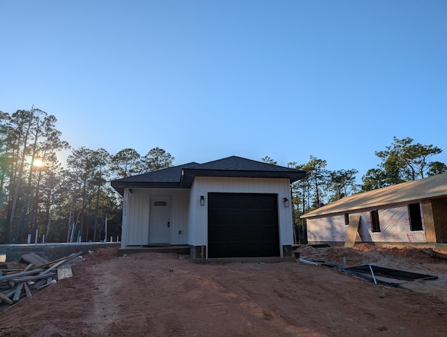 exterior space featuring a garage