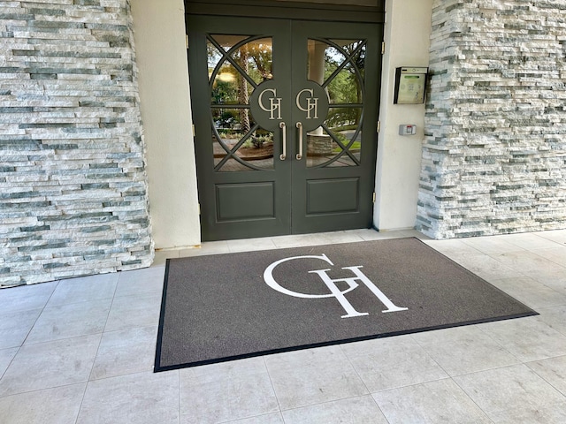 property entrance with french doors